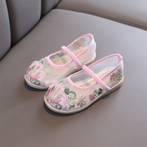 Girls embroidered shoes Mesh shoes Chinese style dance shoes Childrens Hanfu shoes Ethnic style sandals Costume shoes Handmade cloth shoes