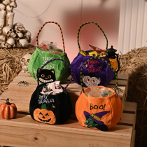 Halloween candy bag decoration hand-held pumpkin bag kindergarten children candy scene arrangement gift bag cloth bag