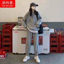 Sportswear set less girls spring and autumn clothes 2021 New Junior High School High School students leisure fashion clothes two-piece set