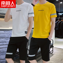 Antarctic summer new short-sleeved t-shirt suit mens fashion leisure sports half-sleeve shorts mens set with tide