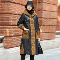 2021 Winter wear new leather leather women over the knee long sheep leather plus cotton coat split fragrant cloud yarn loose coat