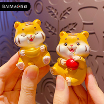 Baimao creative can love cute tiger desktop decorations car decoration little tiger hand model Tide play gift
