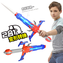 Children boy boys telescopic lightsaber 2 in 1 deformation simulation flash luminous plastic sword sword weapon toy