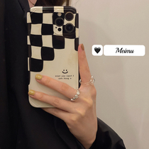 Mimu black and white checkerboard smiling face for iphone13 12Pro max Apple 11 phone case iphonex silicone xsmax creative xr couple 8pl
