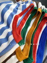 Wang Feis Tongan Striped Needle Weasel-shirt Womans Loose Sheep Sweatshirt Long Sleeve Undershirt for a Lazy Breeze