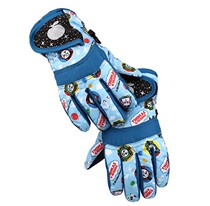 Winter warm padded velvet boys and girls play snow waterproof windproof and cold children cartoon childrens skiers