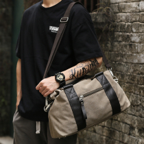 Tide Canvas Handbag Men Large Capacity Travel Bag Travel Baggage Bag Sports Fitness Bag Light Containing Bag