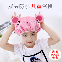 Childrens shower cap waterproof bath cap for children boys and girls children and children cute cartoon cap oil-proof bath headgear hair cover