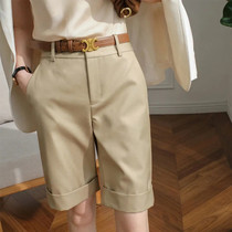 Suit shorts women 2022 Summer South Korea High waist minimalist straight cylinder 50% Pants Foreign Air Casual Outside Wearing Loose Pants