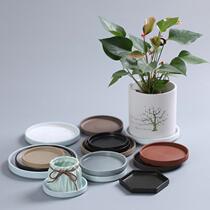 Flower pot tray ceramic large round white black frosted gray water tray base clearance ceramic tray