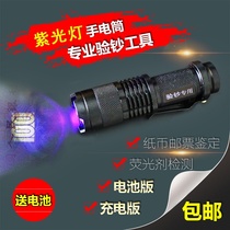 Ultraviolet flashlight banknotes new version of RMB banknote detector lamp portable violet light detection fluorescent agent anti-counterfeiting