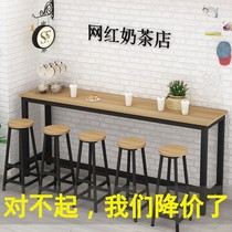 Nordic solid wood bar table home wall table balcony high table modern long table milk tea shop bar table and chair