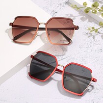 Han Prints net red polygonal sunglasses Men and women Tide Street Beats irregular glasses Anti-UV beach sunglasses