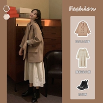 Fried Street British style suit jacket suit women autumn Net red loose temperament small suit top long sleeve dress