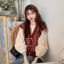 Knitted sweater Spring and Autumn new female 2021 New sweater vest jacket Korean version loose outer cardigan coat