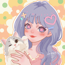 Q version of Cartoon hand-painted Avatar draft design cartoon real-life photo set to make couple gifts to take over the painting