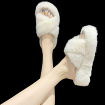 Chao brand 2021 new autumn and winter fashion Korean Mao Mao slippers women wear Net red thick bottom super hot cotton slippers