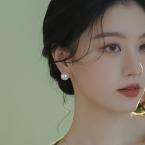 Popularity Glare white through powder Big Pearl Ear Nail Blogger Fever Same Retro Port Wind Without Ear Clip Woman