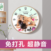 Beauty spa health club wall clock mute hanging wall decoration creative clock personality Chinese medicine physiotherapy customization