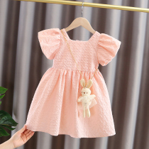  Female baby summer dress 2021 new childrens net red Korean version of bubble sleeve princess skirt girls western style skirt