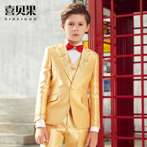 Childrens suit suit suit boys dress golden embroidery temperament baby catwalk host suit piano performance suit