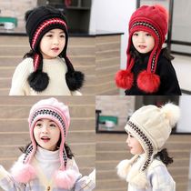 Parent-Child childrens hat winter cute girl princess hat autumn and winter plus velvet warm knitted ear protection wool hat