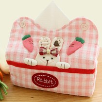 Japanese cotton linen cute cartoon tissue box cloth art paper bag roll paper bag roll paper bag table car tissue bag paper towel set