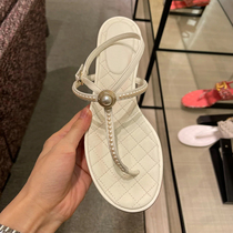 Personality niche models on the feet super good-looking 2021 new clip-toed pearl small fragrance sandals slippers