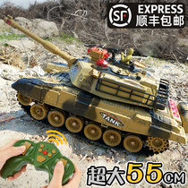 Oversized remote control tank toy crawler metal charged electric can fire gun boy child car model