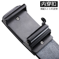 Toothless non-porous inner wear automatic buckle belt head canvas without card slot belt buckle 3 5cm black Korean smooth buckle