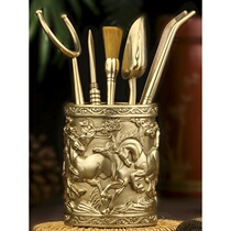 Pure copper tea ceremony six gentlemen set Tea clip Tea tweezers Tea making tools Tea set accessories Tea set supplies Daquan