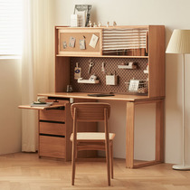 Solid Wood Desk Bookshelf Integrated Light Extravagant Modern Day Style Living Room Corner Bookcase Students Home Childrens Computer Desk