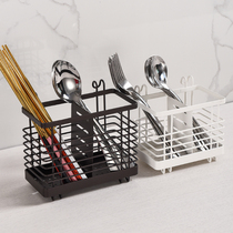 Drain chopstick cage Kitchen household iron chopstick rack Punch-free hanging chopstick tube storage rack Tableware storage box