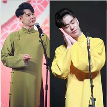 Adult children Zhang Yunleis same cross talk costume Deyun Society Republic of China wind robe horse coat Chinese best man