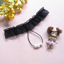 Ladies sexy fun underwear Pearl transparent pants Low waist lace tempts women T pants fun underwear