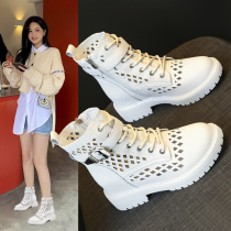 Inside heightening Martin boots Women Summer thin Breathable 2022 New Spring Autumn Single Boots White Mesh Hollowed-out Short Boots