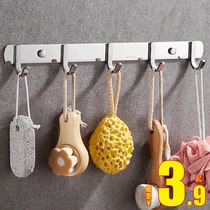 Punch-free adhesive hook strong adhesive one row long wall Wall kitchen row Hook bathroom clothes hook wall door rear hook