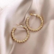 Circle ring earrings female 2020 New Tide advanced sense Korean temperament Net red earrings sterling silver exaggerated atmospheric earrings