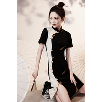 National tide improved cheongsam 2021 new black young section small fried street girl summer dress short summer