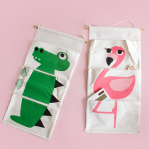 Storage bag hanging wall cotton linen fabric wall-mounted bedside mobile phone placement bag behind the door storage bag porch storage bag