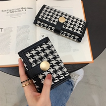 New gig Bird G Canvas small wallet Girl Short Collision Color Folding Zero Money Clip Multi-Position Buckle Long style Handbag