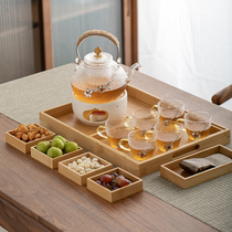 Fruit flower teapot set English style light luxury afternoon health tea set heat-resistant glass tea cup heating candle tea stove