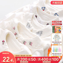 Baby autumn and winter cotton long sleeve T-shirt girls baby base shirt coat children winter dress plus velvet thick white clothes