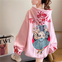 2021 New Net Red Fried Street Wei Yi Women's Fall Winter Plus Cashmere Thickened Fat mm Size Foreign Style Age Reduction Fashion Jacket