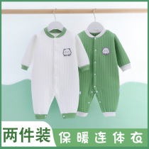  Baby one-piece warm autumn and winter pure cotton outer wear baby underwear padded climbing clothes pajamas newborn clothes spring and autumn