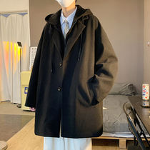Mao Tian coat mens autumn and winter models school woolen coat trend Korean mens over-the-knee British style clothes