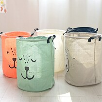 Animal expression bucket large laundry basket cotton and linen storage bucket waterproof folding basket dirty clothes bucket storage bucket 0783