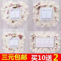 Switch Protective Sleeves Cloth Art Lace Double Switch Sticking Wall Patch Creative Living Room Bedroom Lamp Socket Decoration Brief modern