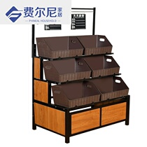 Supermarket fruit shelf display rack multifunctional fruit shelf vegetable shelf fruit and vegetable frame steel wood convenience store Wood