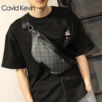 Cavid Kevin European and American men chest bag Tide brand personality Plaid leather shoulder bag fashion shoulder bag running bag